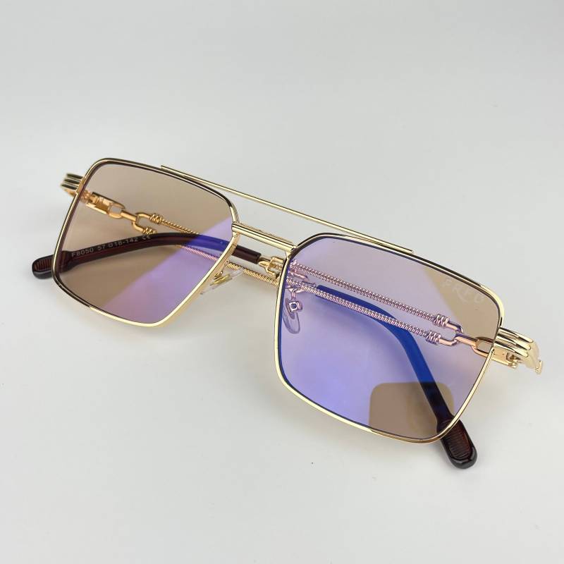 Lunette de soleil double pont doré verre marron F8050 – Image 3