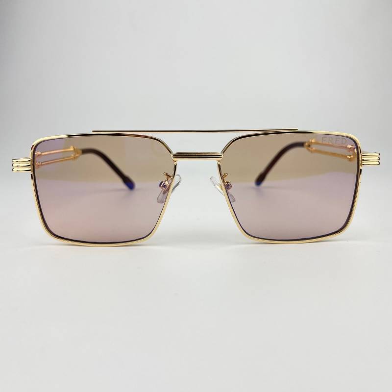 Lunette de soleil double pont doré verre marron F8050 – Image 2