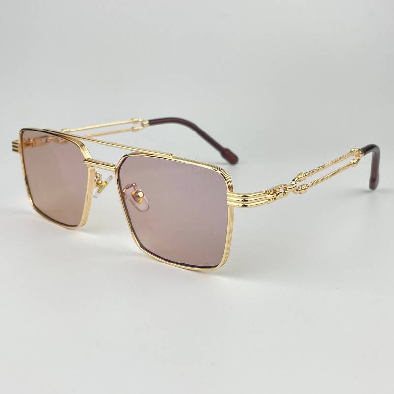 Lunette de soleil double pont doré verre marron F8050