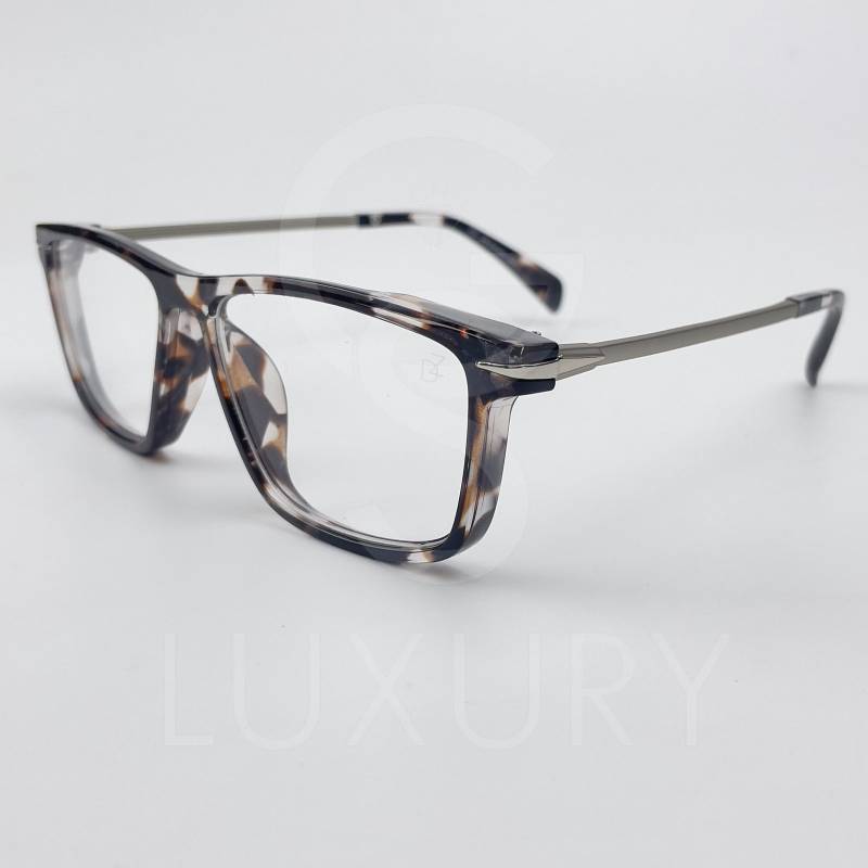 Lunette optique DZ carré moucheté bras gris metal 28014