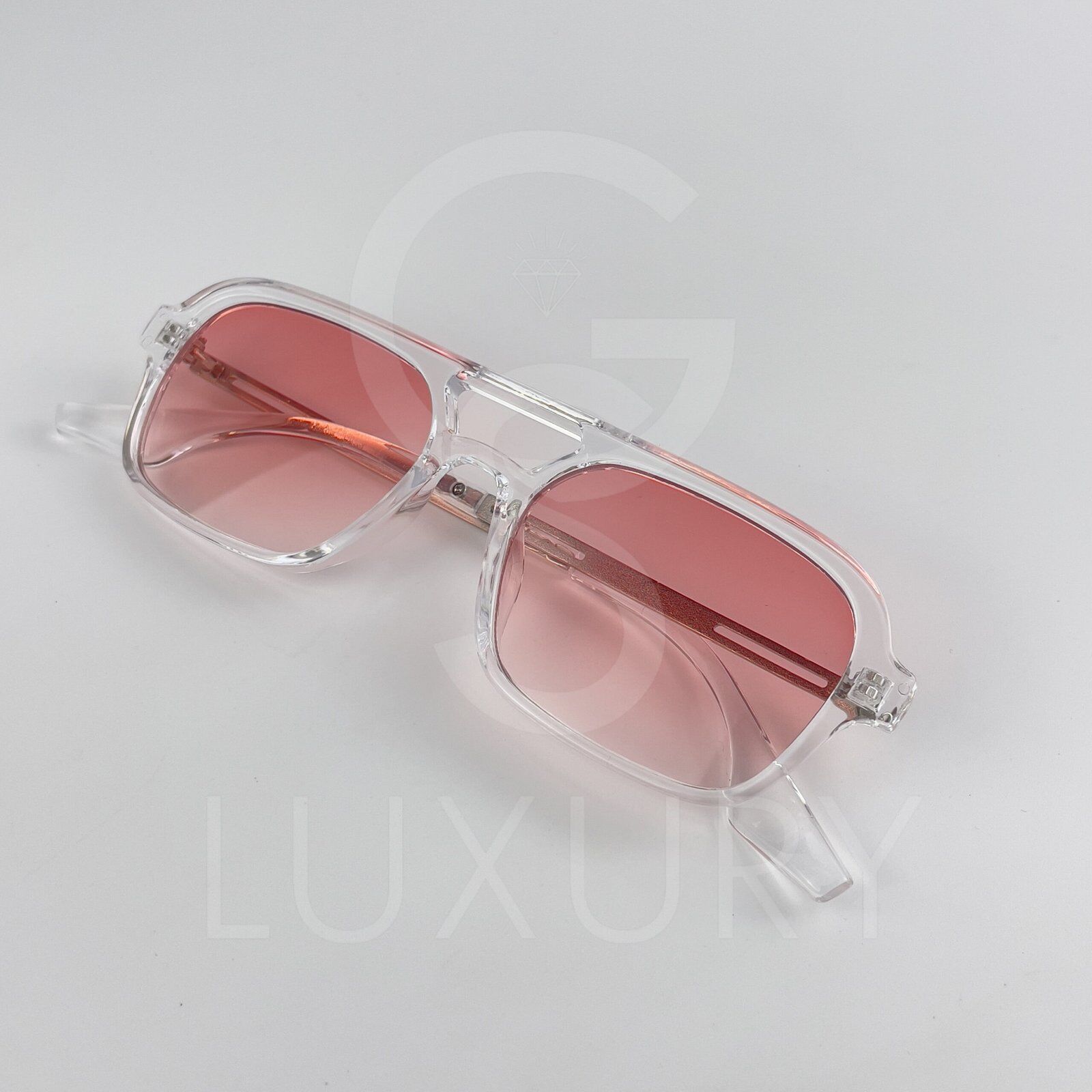 Lunette de soleil SM Double pontTransparent Verre Rose 2202