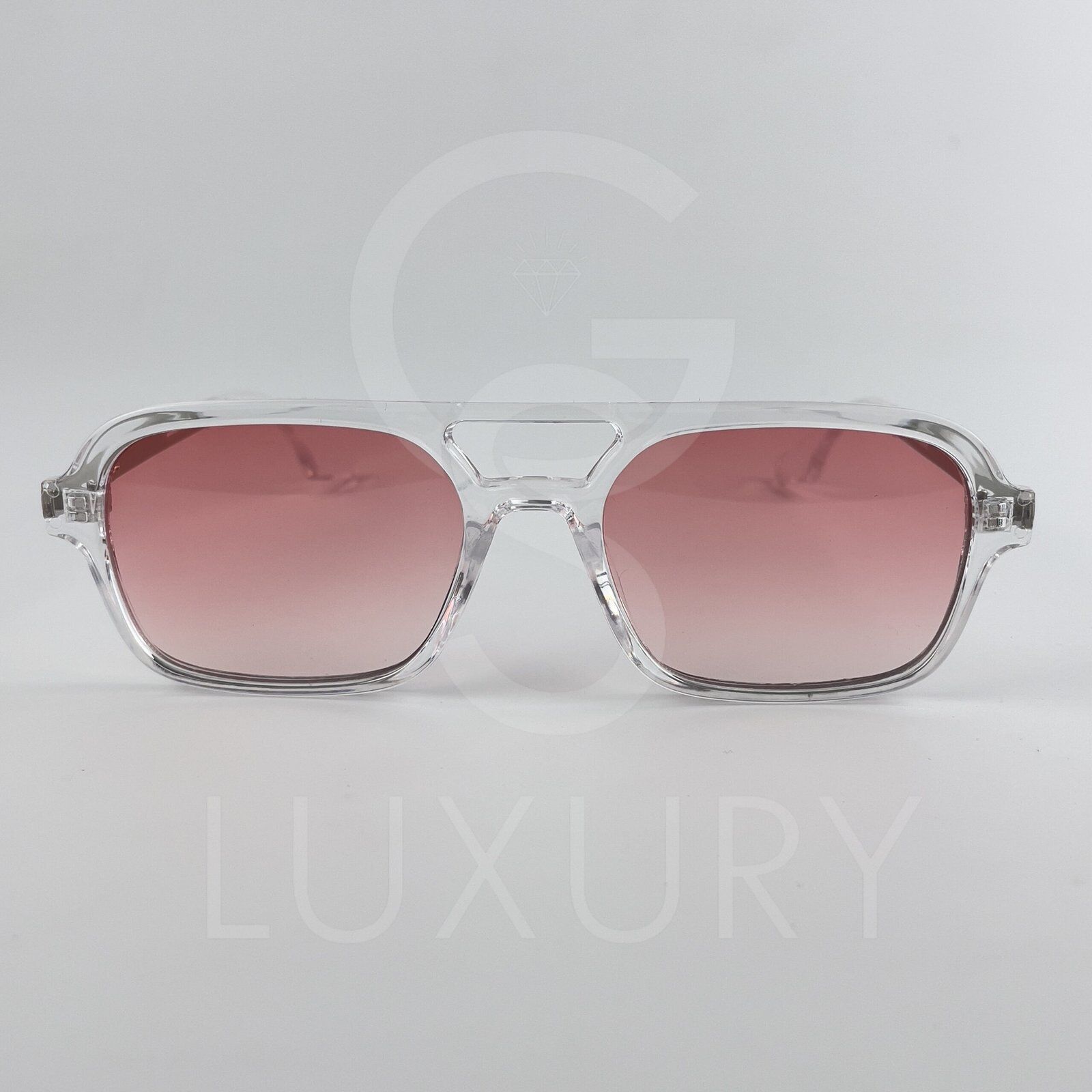 Lunette de soleil SM Double pontTransparent Verre Rose 2202 – Image 2