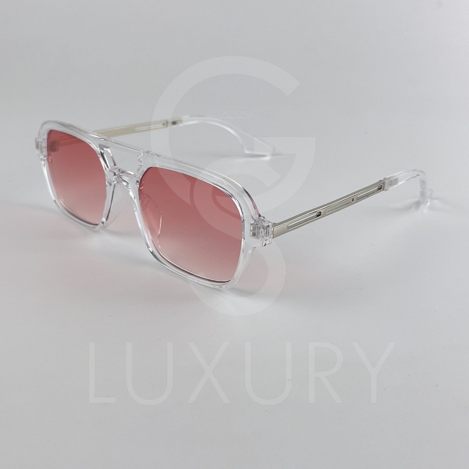 Lunette de soleil SM Double pontTransparent Verre Rose 2202 – Image 4