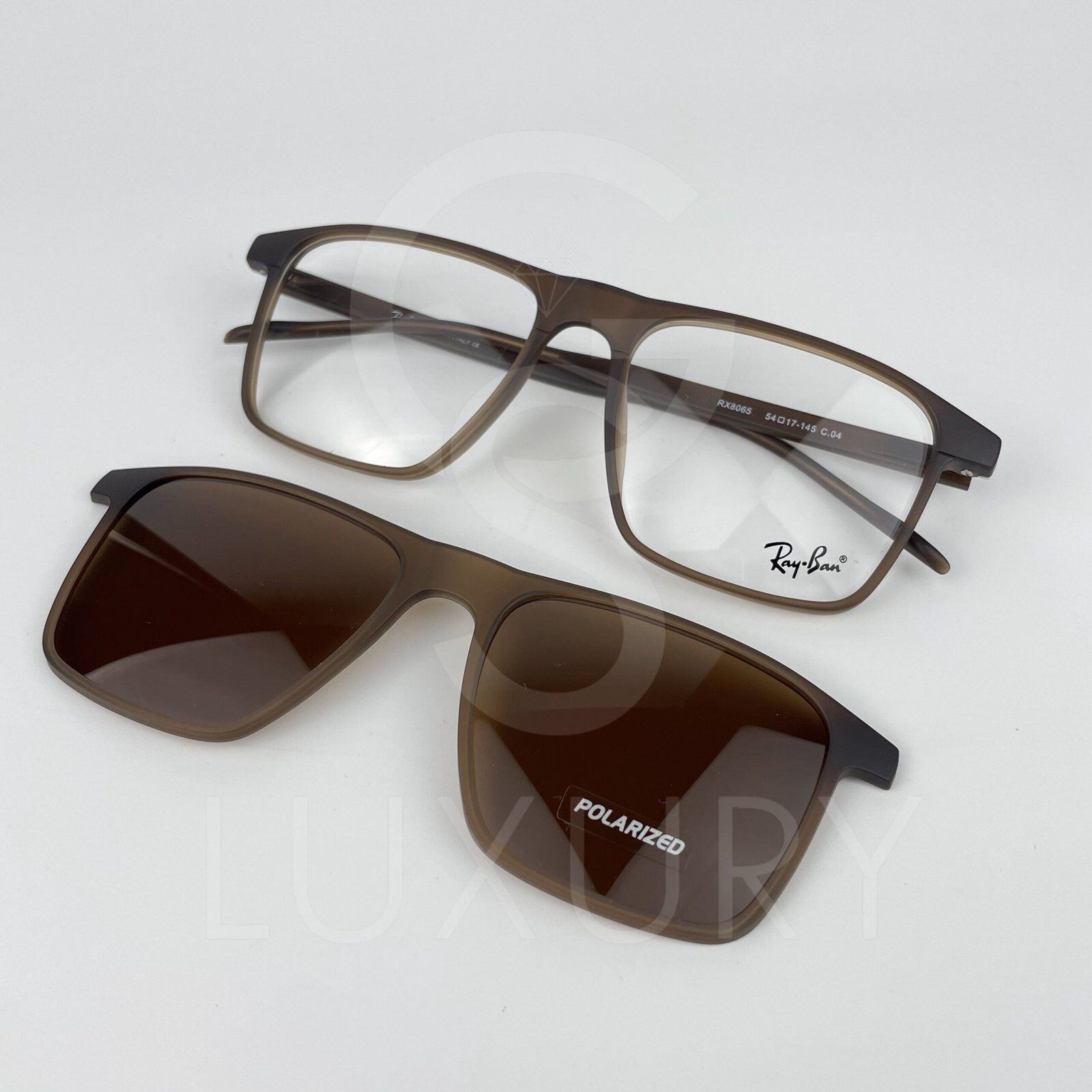 Lunette avec applique rayban carré marron rx8065