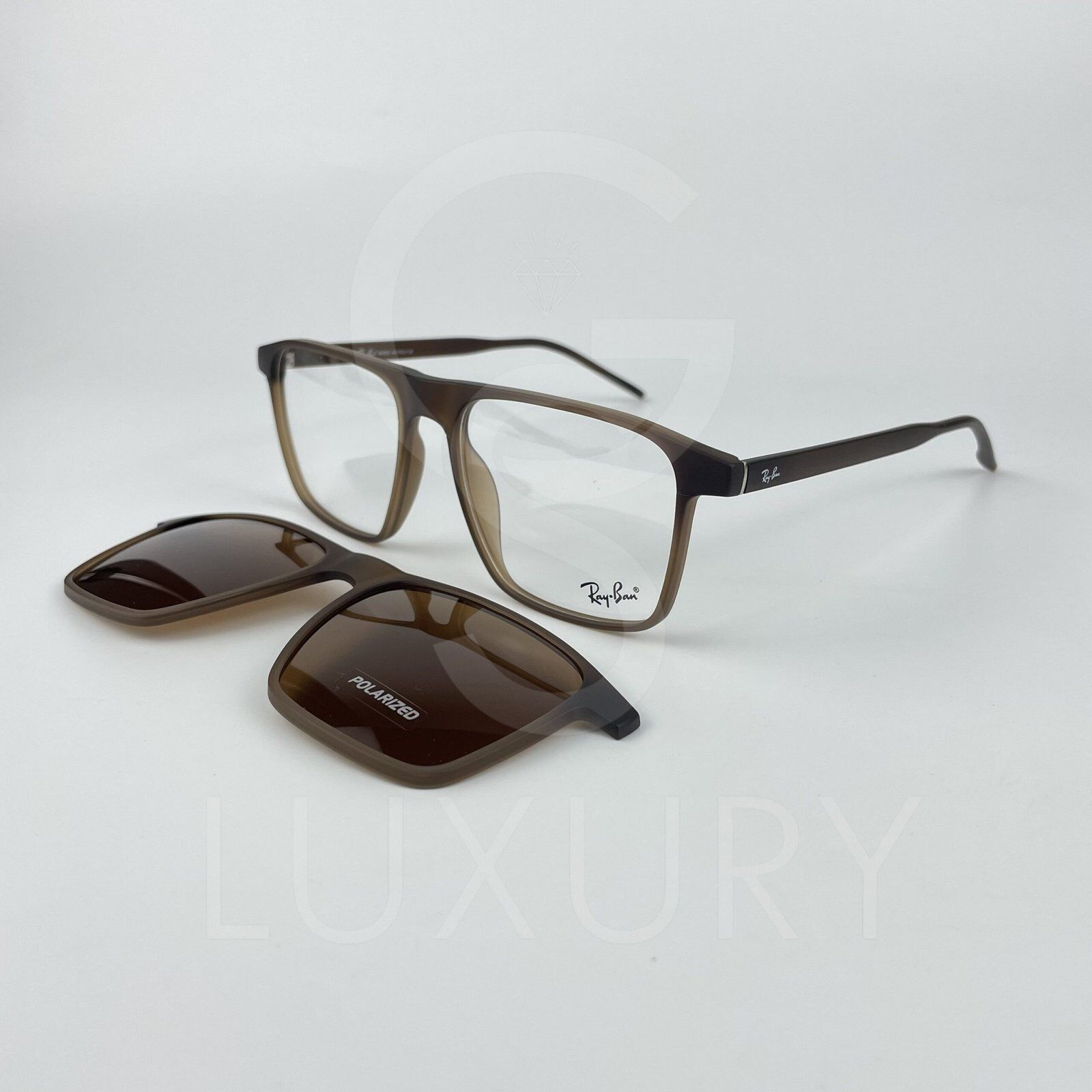 Lunette avec applique rayban carré marron rx8065 – Image 2