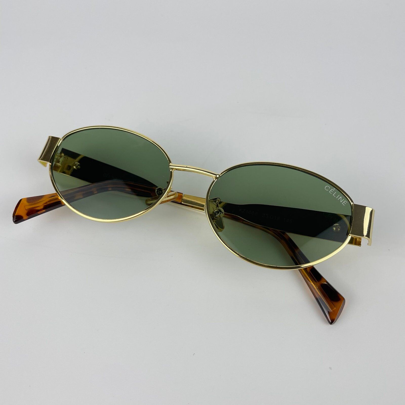Lunette de soleil Céline doré vert kz1006 – Image 2