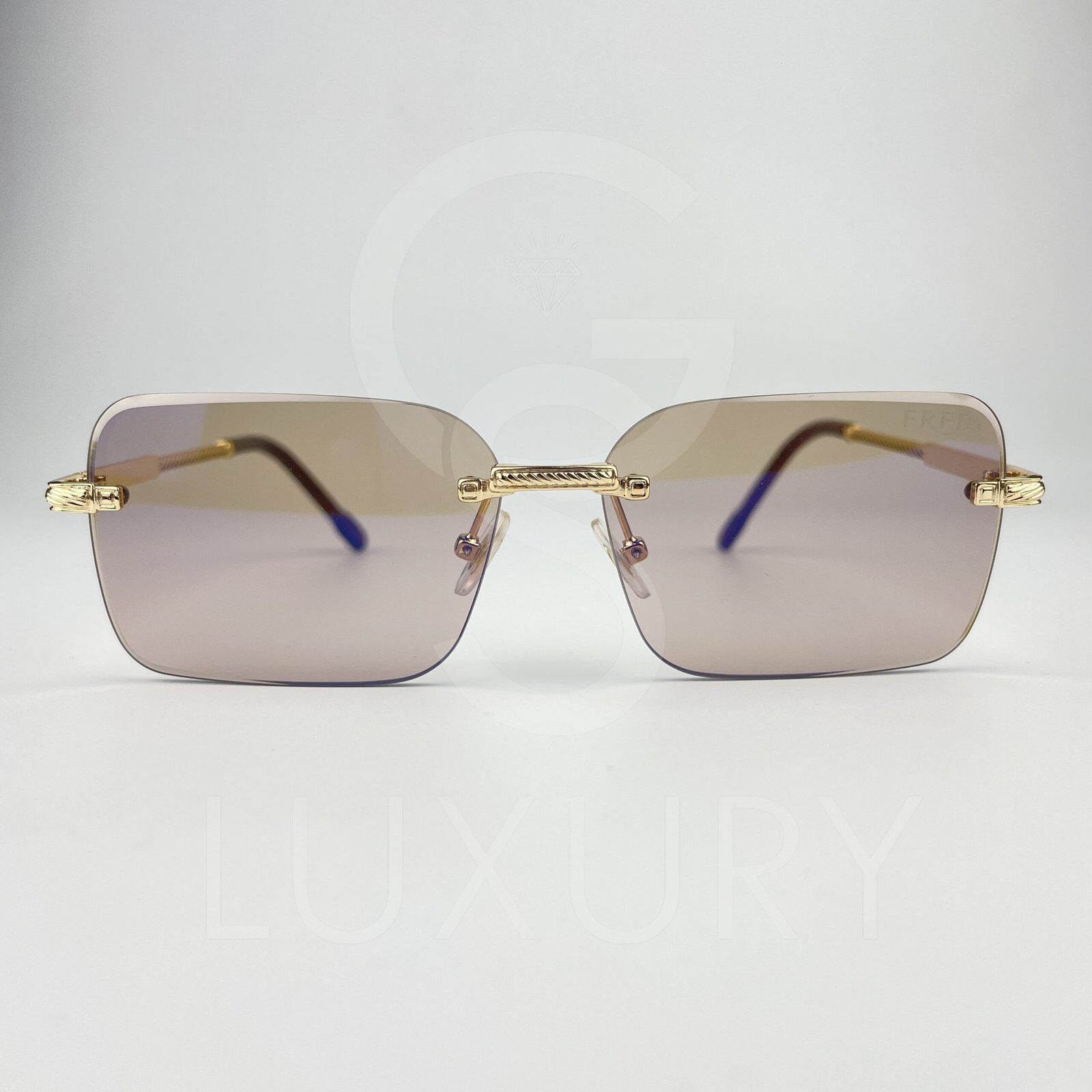 Lunette de soleil percé doré verre marron F8059 – Image 2