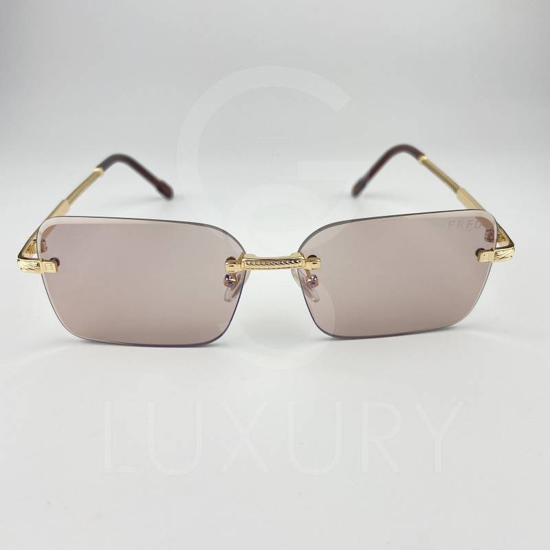 Lunette de soleil percé doré verre marron F8059 – Image 4