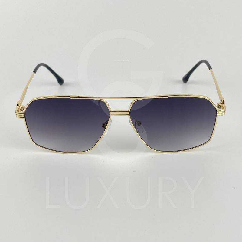 Lunette de soleil cartier double pont doré bleu 36090