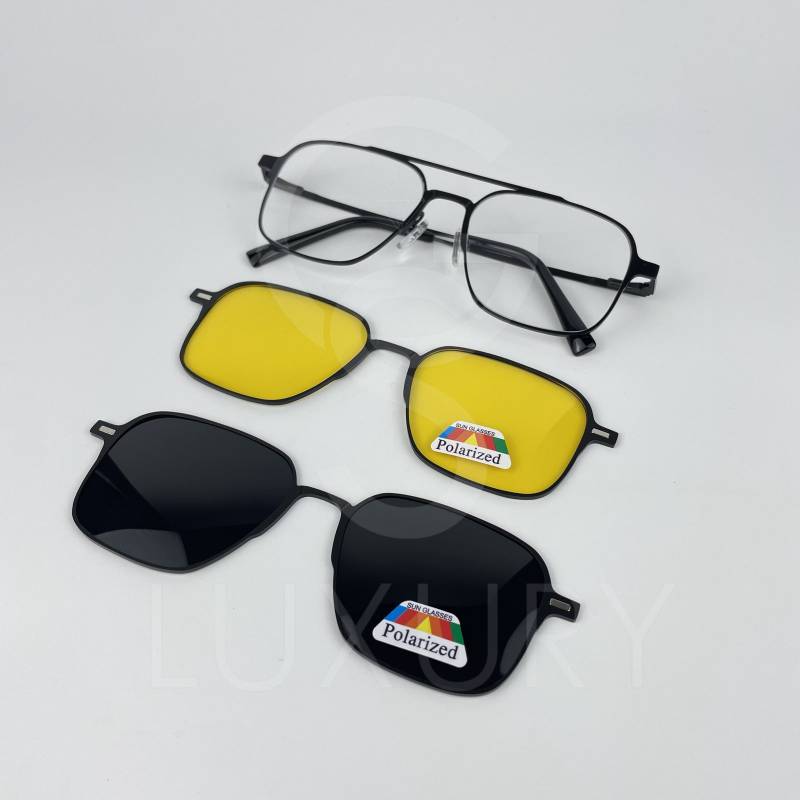 Lunette avec 2 appliques metal double pont noir 8013